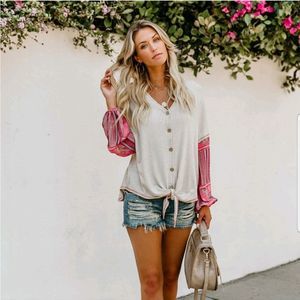 Chiffon patchwork sleeve top